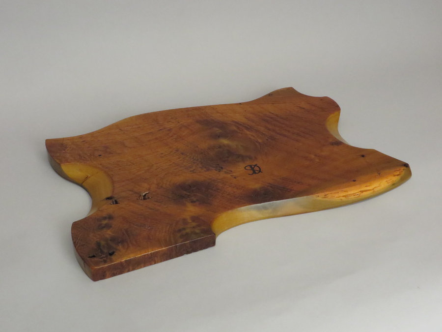 #15034 Rear Detail. Hand-Carved Serving Tray. Reclaimed Heartwood Poplar