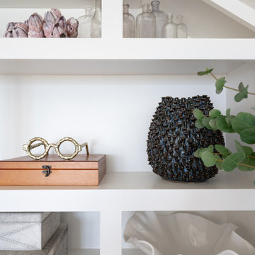 Scandi Shelf Styling With Warm Wood Accents