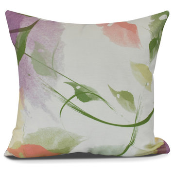 Windy, Floral Print Outdoor Pillow, Coral,5" x  7"
