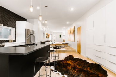 Example of a minimalist kitchen design in Denver