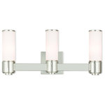 Livex Lighting - Weston 3-Light ADA Wall Sconce/ Bath Vanity, Polished Nickel - This stunning design features a polished nickel finish studded with hand blown satin opal white glass. This sleek design will brighten up bathroom. Pair it with the mini chandelier to give your bath that extra wow factor!