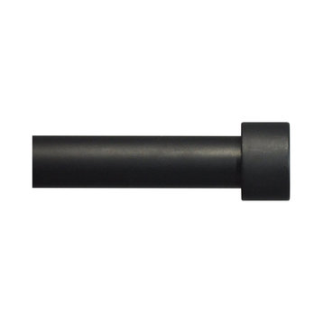 Adjustable End Cap Drapery Rod, 5/8" Diameter, Black, 28"-48"