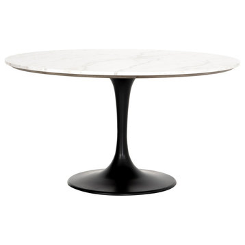Powell Dining Table-55"-White Marble