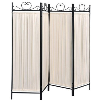 Coaster Dove 4-panel Traditional Metal Folding Screen Beige and Black