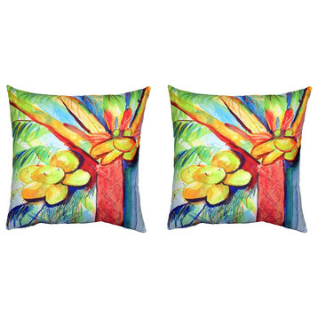 Pair of Betsy Drake Cocoa Nut Tree No Cord Pillows 18 Inch X 18 Inch
