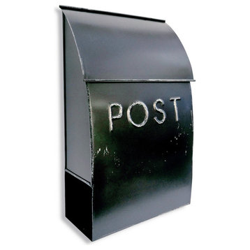 NACH Milano Pointed Wall Mounted Mailbox POST, Rustic Black