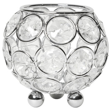 Elipse Crystal Circular Bowl/Candle Holder,3", Chrome