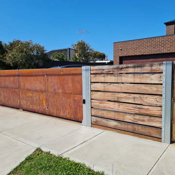 Gorgeous Corten Bi-Fold Security Gates - for wide driveway