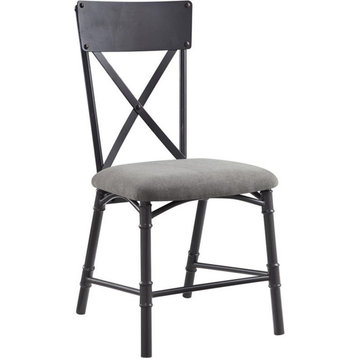 ACME Edina Side Chair in Gray Fabric & Sandy Black Finish