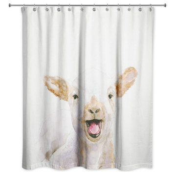 Happy Baby Goat Painting 71x74 Shower Curtain