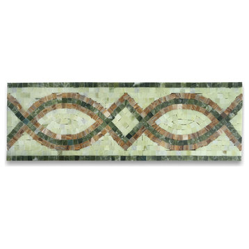 Marble Mosaic Border Listello Tile Romanze Green Jade 5.9x17.7 Polish, 1 piece