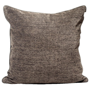 Decorative Pillow Cover In Gray Chenille, 18x18