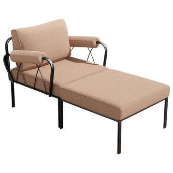 Rajni Foam Upholstered Patio Arm Chair, Tan