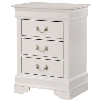 Glory Furniture Louis Phillipe 3 Drawer Nightstand in White