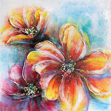 "Joy Abstract Flowers" Hand Painted Art On Gallery Wrap Canvas