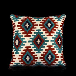 Kilim Rhombe Multi Colored Emroidered Cushion Cover - Pillowcases And Shams