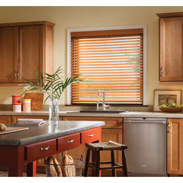 2" Premium Faux Wood Blind with Cordless Lift/Wand Tilt and Standard Valance