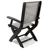Polywood Coastal Folding Chair, Black/Metallic Sling