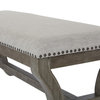 Monaco 48" Bench, Gray Fabric With Antique Gray Base