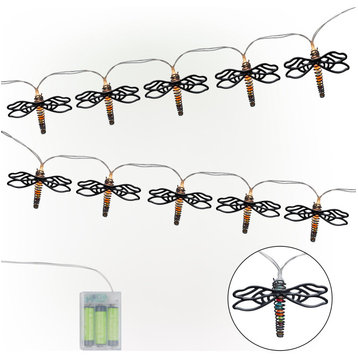 93"L Indoor 10-Bulb Decorative Metal Dragonfly LED String Lights