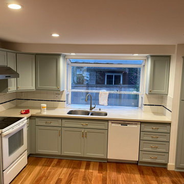 Sage Green Shaker Kitchen Reface With Gold Hardware | Tampa, FL