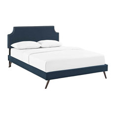 Platform Bed with Round Splayed Leg in Azure (King: 86 in. L x 79.5 in. W x 46 i