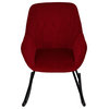LuxenHome Upholstered Red Velvet Rocking Chair