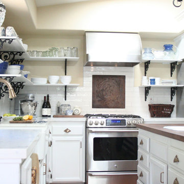 Open Shelving French Country Kitchen