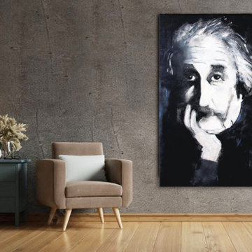 Large Contemporary Painting of Albert Einstein on Canvas