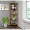 New Ridge Home Goods 4-tier Corner Traditional Wooden Bookcase in Walnut