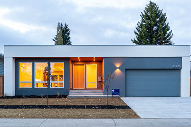 Example of an exterior home design in Edmonton