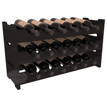 18-Bottle Mini Scalloped Wine Rack, Redwood, Black Stain
