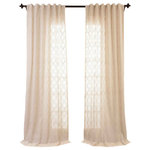 Half Price Drapes - Saida Natural Embroidered Faux Linen Sheer Curtain Single Panel, 50"x96" - HPD has redefined the construction of sheer curtains and panels. Our Embroidered Sheer Collection are unmatched in their quality. Each panel creates a beautiful diffusion of light. As a general rule, for proper fullness panels should measure 2-3 times the width of your window/opening.