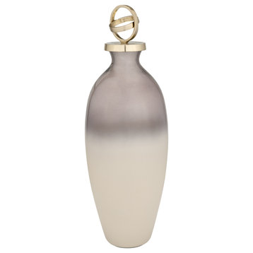 Glass, 22", Bottle, Sphere Lid, White/Gold