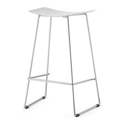 Winnie Chrome Stool With White Stained Solid European Oak Seat by Glid Studio - Bar Stools And Counter Stools
