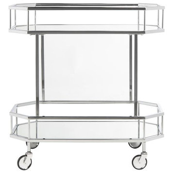 Posh 2-Tier Octagon Bar Cart Silver/Mirror