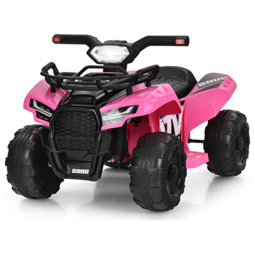 Costway 6V Kids ATV Quad Electric Ride On Car Toy Toddler w/LED Light&MP3 Pink