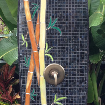 Surfboard shower, mosaic