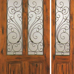 Prehung Door with One Sidelite, Entry, Knotty Alder Twin Lite - Front Doors