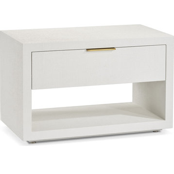 Montaigne Bedside Chest - Natural White, Antique Brass