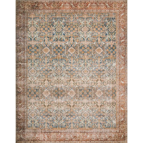 Ocean, Rust Printed Polyester Layla Area Rug by Loloi II, 2'-3"x3'-9"
