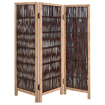 HomeRoots 3 Panel Kirkwood Room Divider With Interconnecting Branches Design