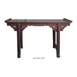 Chinese Ming Style Suan Zhi Rosewood Dragon Carving Altar Table - Console Tables