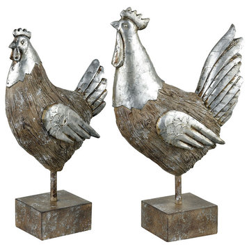 Elk Home 015717 Avery Hill Set Of 2 Chickens - Aged Hickory