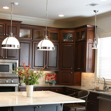 Traditional Kitchen with Calcutta Marble