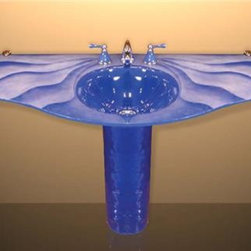 Blue Fleur-De-Lis Pedestal Sink - Bathroom Sinks