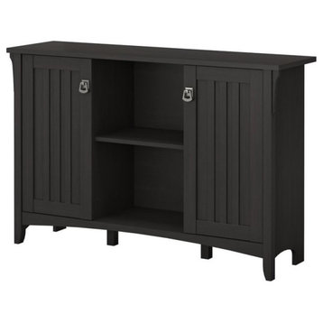 Pemberly Row Farmhouse Engineered Wood Storage Cabinet with Doors in Black