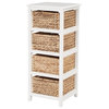 Seabrook Four-Tier Storage Unit Engineered Wood White Finish and Natural Baskets