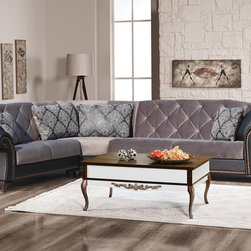 Paris Sectional Sofa in Gray by Casamode Furniture - Sectional Sofas
