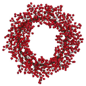 Red Spiral Berry Wreath 24 Farmhouse Wreaths And Garlands By Flora Decor